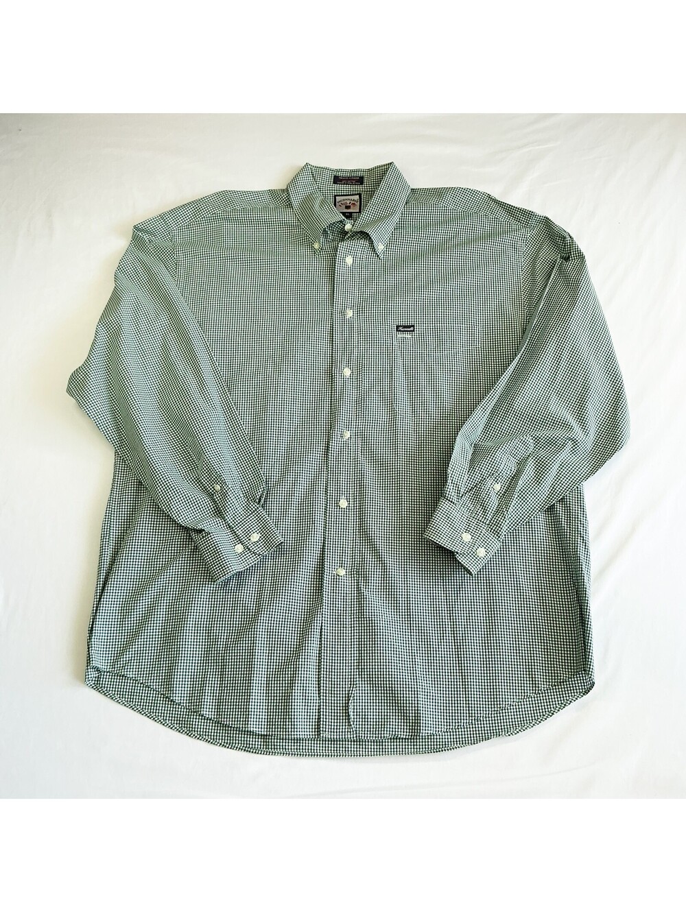 Façonnable by Albert Goldberg Green Check Button-Up Shirt 100% Cotton Classic XL